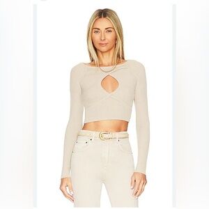 Superdown Women’s Arabella Sweater Knit Top In Nude Long Sleeve Size Small